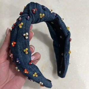 Lele Sadoughi Cactus Flower Knotted
Headband - Denim - Like New, Worn Once